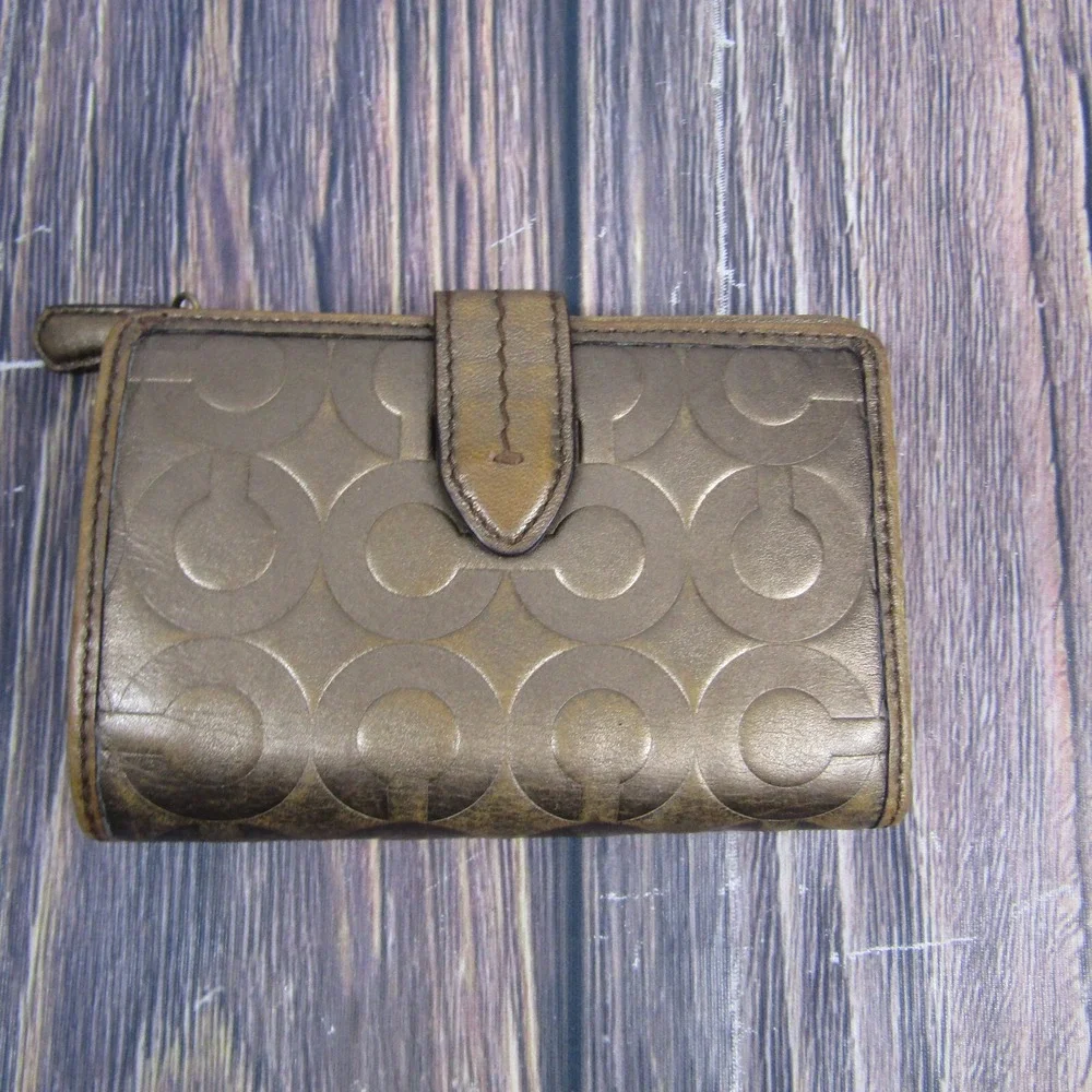 Coach Signature Wallet Zipper Top Bifold‎ Buckle
